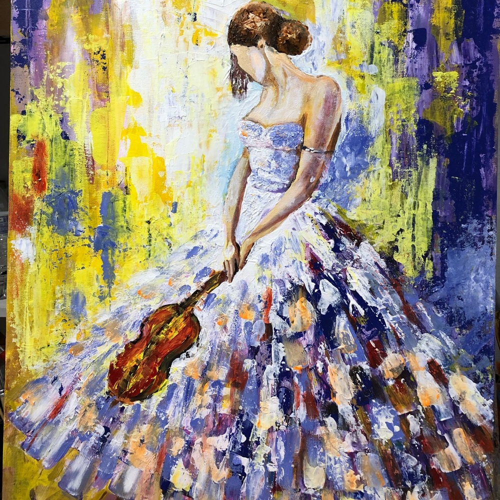 New “Girl with violin “ by me Size 18x24 inches
